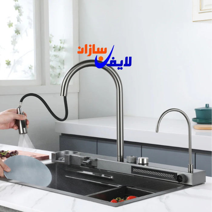 طراحی آشپزخانه با سینک پیانویی