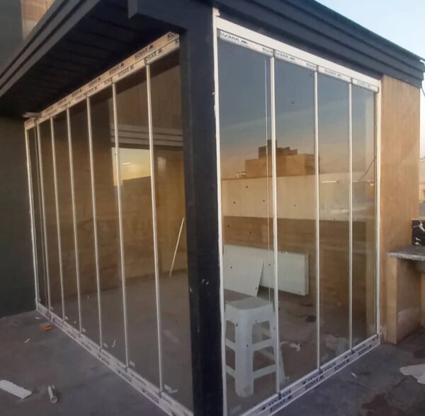 شیشه بالکنی شفاف تاشو اسلایدینگ