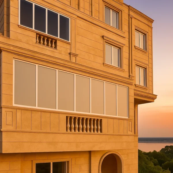 شیشه بالکنی مات سندبلاست تاشو اسلایدینگ